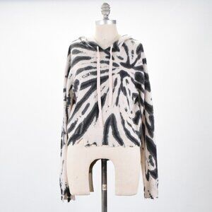 525 America Cashmere Neutral Tie-Dye Distressed Hem Sweater Hoodie